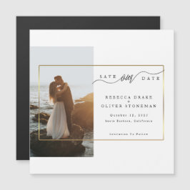 Elegant Photo Gold Lijst Wedding Magnetic Kaart