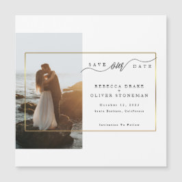 Elegant Photo Gold Lijst Wedding Magnetic Kaart