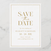 Elegant Photo Gold Save the Date Folie Uitnodiging (Achterkant)