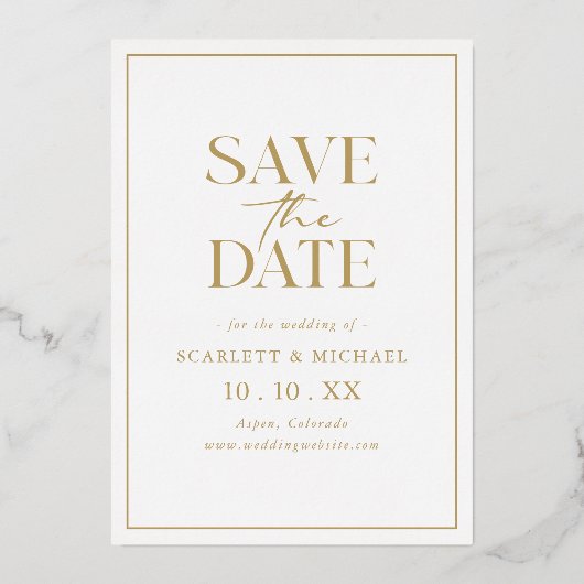 Elegant Photo Gold Save the Date Folie Uitnodiging (Achterkant)