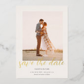 Elegant Photo Gold Save the Date Folie Uitnodiging (Voorkant)