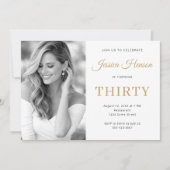 Elegant Photo Gold Script Minimal 30th Birthday Kaart (Voorkant)