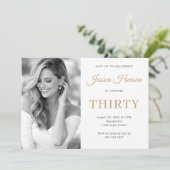 Elegant Photo Gold Script Minimal 30th Birthday Kaart (Staand voorkant)