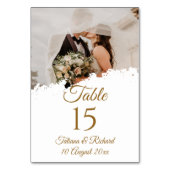 Elegant Photo Gold Script Table Number Kaart (Voorkant)