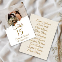 Elegant Photo Gold Script Table Number Kaart