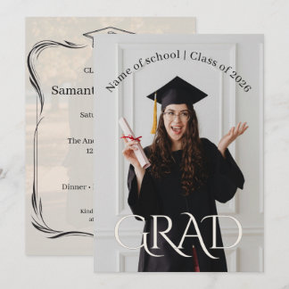 Elegant Photo Grad Party | Modern Minimalist Grad  Kaart