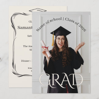 Elegant Photo Grad Party | Modern Minimalist Grad  Kaart