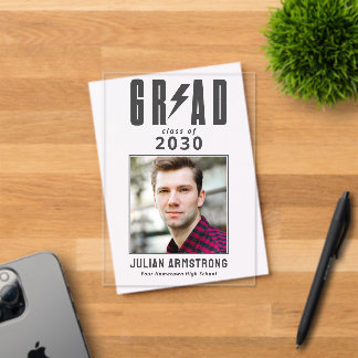 Elegant Photo Graduation Announcement 2026 Grad Acryl Uitnodigingen