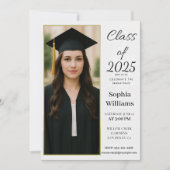 Elegant Photo Graduation Invitation –Class of 2025 Kaart (Voorkant)