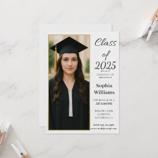 Elegant Photo Graduation Invitation –Class of 2025 Kaart