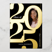 Elegant Photo Graduation Party Gold Folie Uitnodiging (Voorkant)