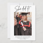 Elegant Photo Graduation Party Invitation Bedankkaart (Voorkant)