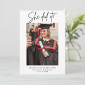 Elegant Photo Graduation Party Invitation Bedankkaart (Staand voorkant)