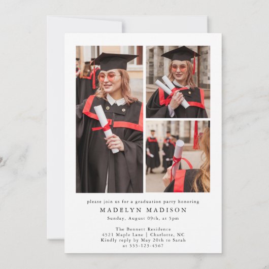 Elegant Photo Graduation Party Invitation Bedankkaart (Achterkant)