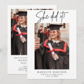 Elegant Photo Graduation Party Invitation Bedankkaart (Voorkant / Achterkant)