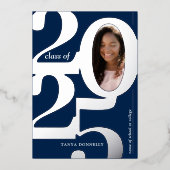 Elegant Photo Graduation Party Silver Folie Uitnodiging (Voorkant)