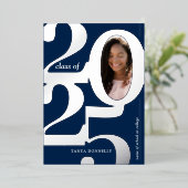 Elegant Photo Graduation Party Silver Folie Uitnodiging (Staand Voorkant)