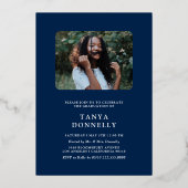 Elegant Photo Graduation Party Silver Folie Uitnodiging (Achterkant)