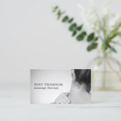 Elegant Photo Gray White Massage Therapist Visitekaartje (Staand voorkant)