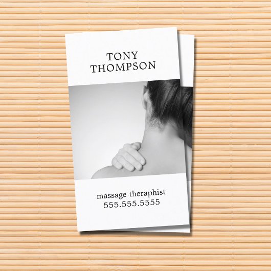 Elegant Photo Gray White Massage Therapist Visitekaartje