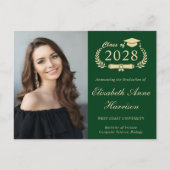 Elegant Photo Green Afstuderen Briefkaart (Voorkant)