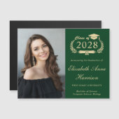 Elegant Photo Green Afstuderen Magnetic Kaart (Voorkant / Achterkant)