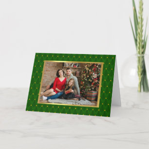 Elegant Photo Green and Gold Tree-Kaart voor kerst Kaart