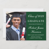 Elegant Photo Green College Graduation Aankondiging (Voorkant)