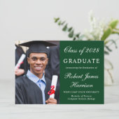 Elegant Photo Green College Graduation Aankondiging (Staand voorkant)