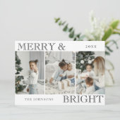 Elegant Photo | Green Merry and Bright Christmas Feestdagenkaart (Staand voorkant)