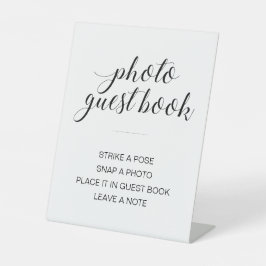 Elegant Photo Guest Book Wedding Sign Reclamebord Met Voetstuk