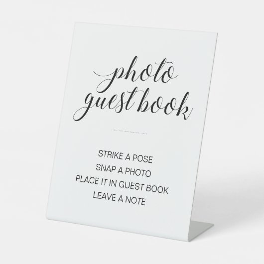 Elegant Photo Guest Book Wedding Sign Reclamebord Met Voetstuk (Voorkant)