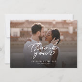 Elegant Photo Hand-Lettered Wedding Bedankkaart (Voorkant)