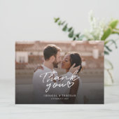 Elegant Photo Hand-Lettered Wedding Bedankkaart (Staand voorkant)