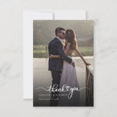 Elegant Photo Hand-Lettered Wedding Bedankkaart (Voorkant)