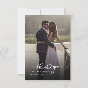 Elegant Photo Hand-Lettered Wedding Bedankkaart