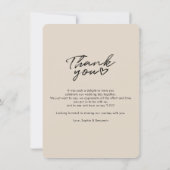Elegant Photo Hand-Lettered Wedding Hartelijk dank Notitiekaartje (Achterkant)