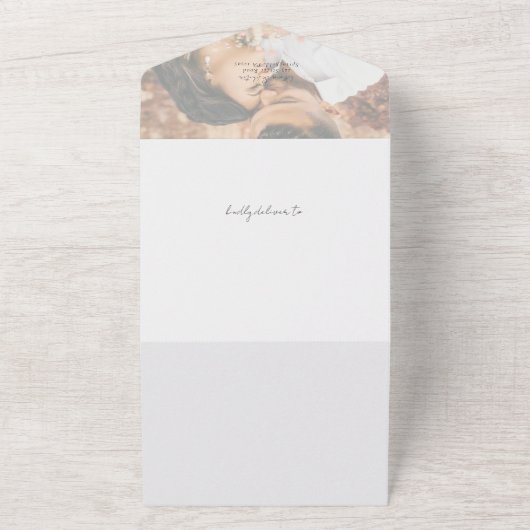 Elegant Photo Handwritding Wedding All In One Uitnodiging (Buitenkant)