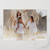 Elegant Photo Happy New Year Script Gold Folie Feestdagenkaart (Voorkant)