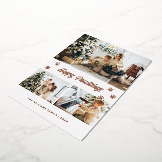 Elegant Photo Happy Pawlidays Roos Gold Folie Feestdagenkaart (Gedraaid)