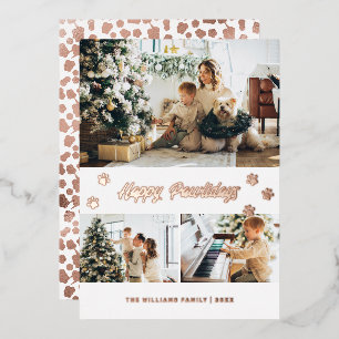 Elegant Photo Happy Pawlidays Roos Gold Folie Feestdagenkaart