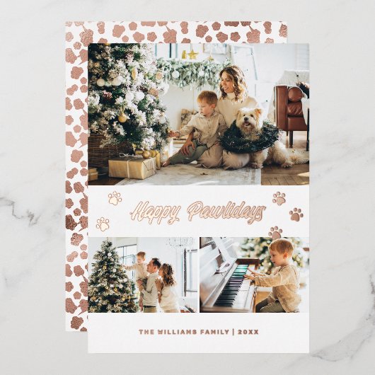 Elegant Photo Happy Pawlidays Roos Gold Folie Feestdagenkaart (Voorkant / Achterkant)