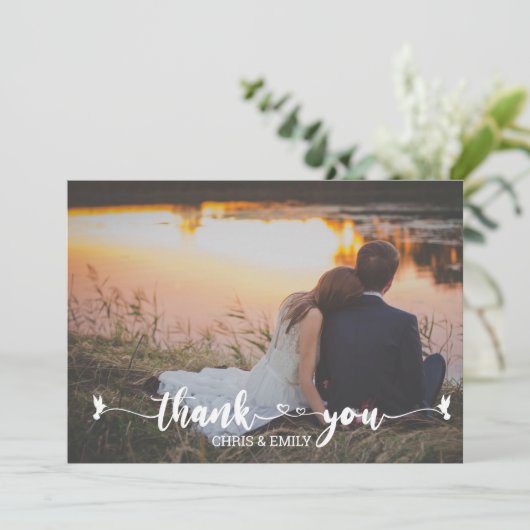 Elegant Photo Heart en Bird Calligraphy Hartelijk  (Staand voorkant)