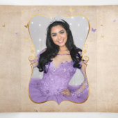 Elegant Photo Light Paars en Gold Quinceanera Drieluik Uitnodiging (Binnenkant midden)