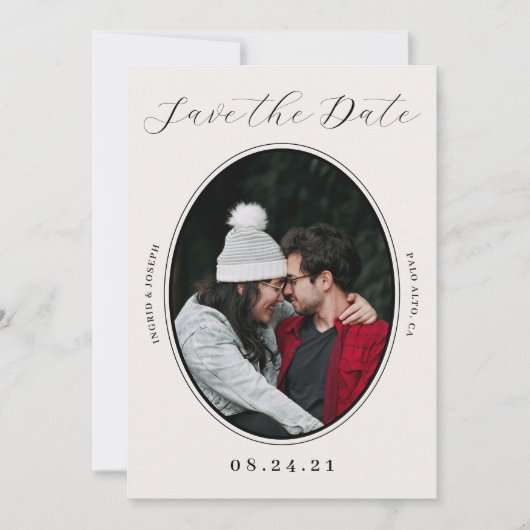 Elegant Photo Lijst Flat Save the Date Kaart (Voorkant)