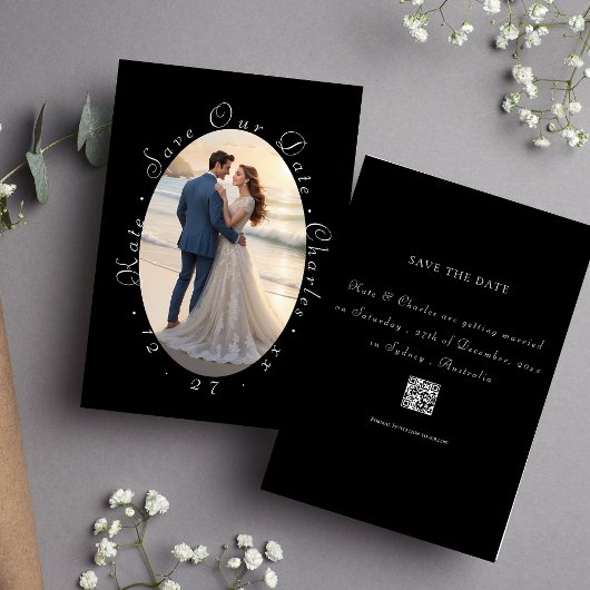 Elegant Photo Lijst QR Code De datum opslaan Kaart