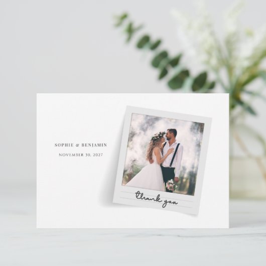 Elegant Photo Lijst Script Wedding Bedankkaart (Staand voorkant)