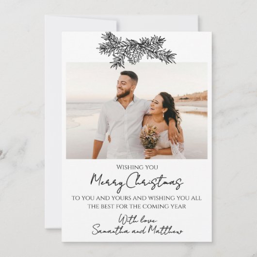 Elegant Photo Married & Bright Simple Christmas Feestdagenkaart (Achterkant)