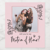 Elegant Photo Matron of Honor proposal Wijn Etiket (Enkel label)