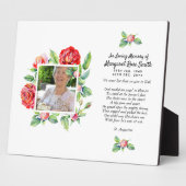 Elegant Photo Memorial Celebration of Life Rozen Fotoplaat (Zijkant)